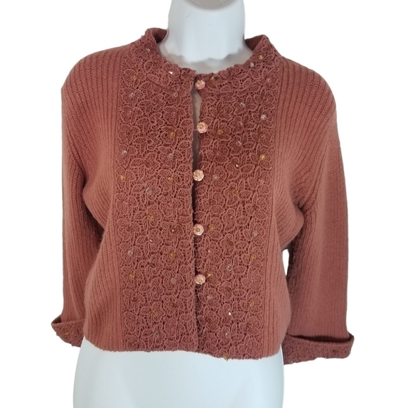 Y2j moth Anthropologie beaded jeweled cardigan sweater new - Picture 1 of 11